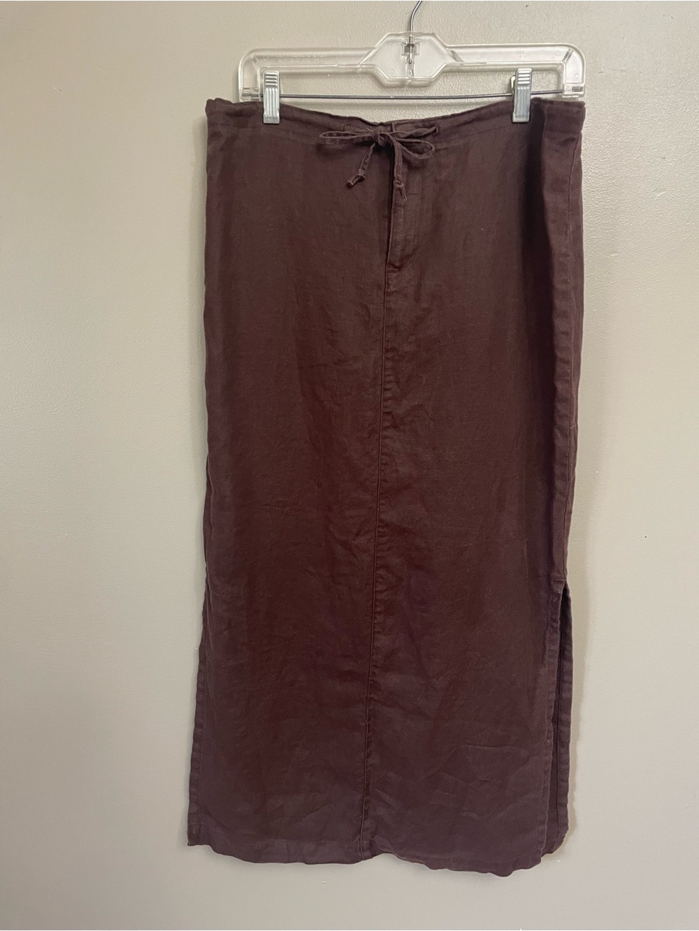 Old Navy chocolate Brown Linen Lagenlook Maxi Skirt Size 8 Y2K